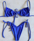 Women's Split Bikini Solid Color Strappy Swimsuit